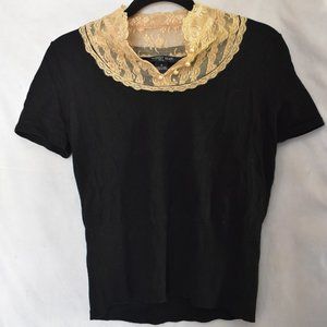 August Silk Knit Shirt With Lace Collar